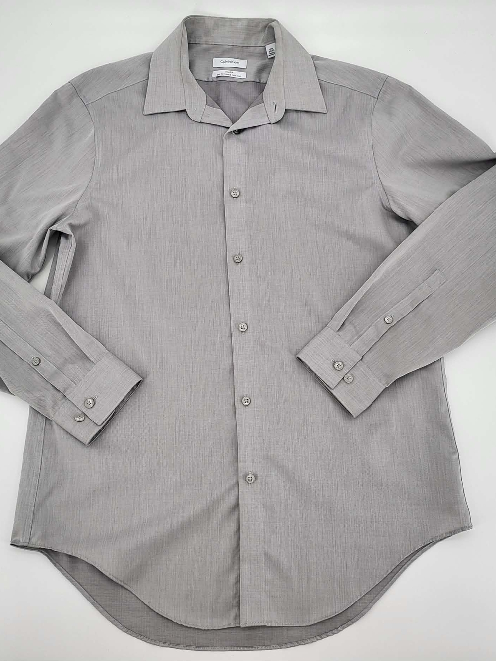Calvin Klein Light Gray Men's Long-Sleeve Dress Shirt